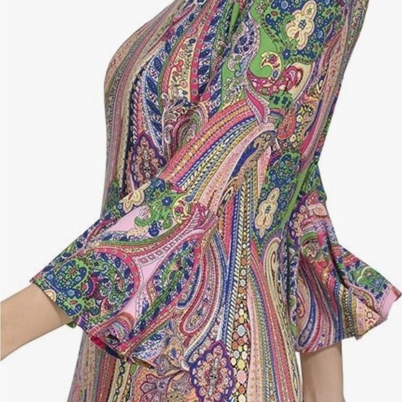 Tommy Hilfiger Paisley Print Multicolor 3/4 Sleeve Dress Size 10 - Picture 3 of 11